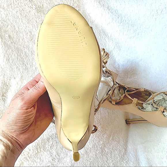 Liliana Gladiator Pump Asuka-12 Open Toe Nude New - Picture 7 of 10